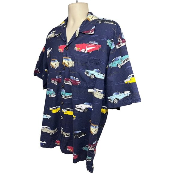 David Carey Mens Vintage Retro Classic Chevy Cars Button Up Camp Shirt XL Pocket - Picture 3 of 7